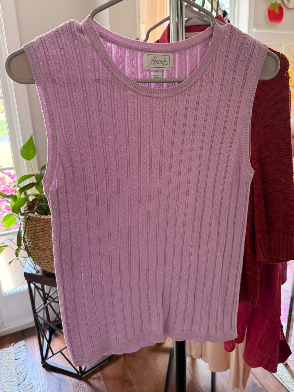 Foxcroft Lavender Ribbed Knit Sleeveless Top
